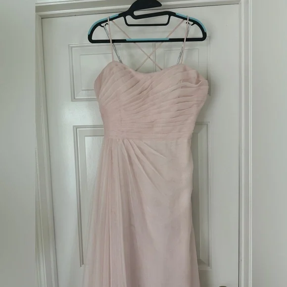 Blush pink Monique Lhuillier tulle bridesmaid dress - Picture 6 of 15